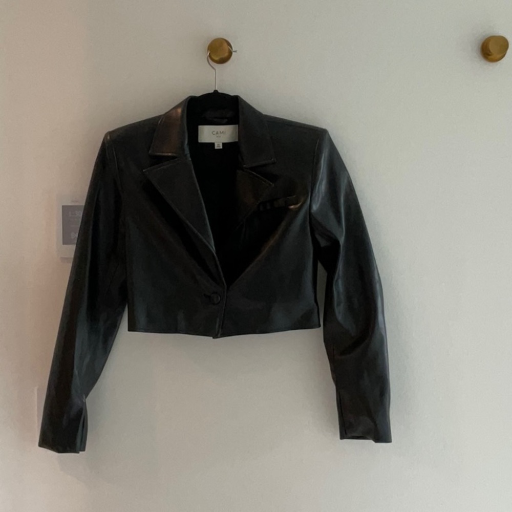 Cami NYC Black Cropped Leather Jacket
